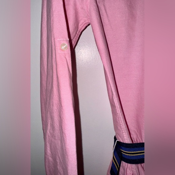 Ralph Lauren Pink Fit Flair Belted Shirt Dress Girls Size 14 Long Sleeve Collar - Picture 5 of 8